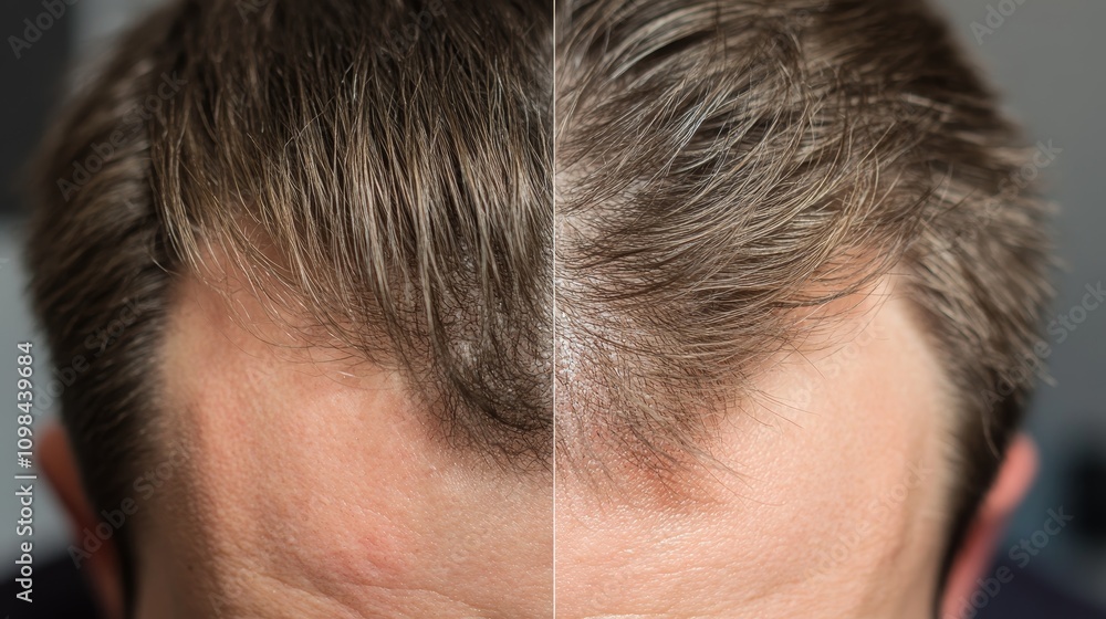 Obraz premium Baldness head before and after composition background 