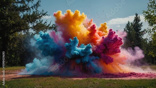 Vibrant Explosion of Colored Dark Background