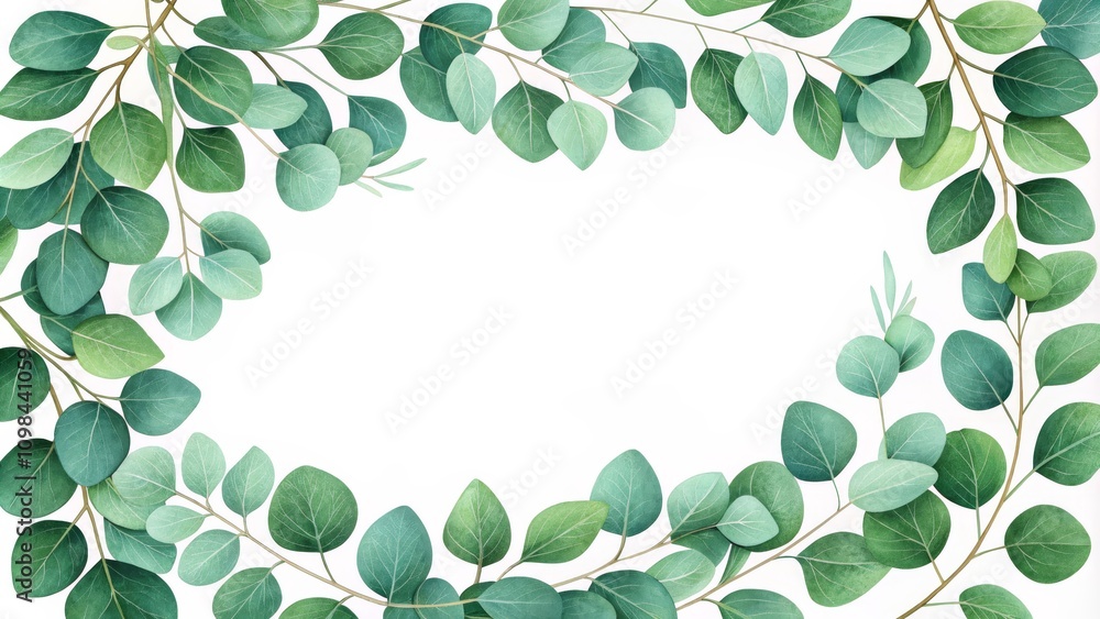 Obraz premium Eucalyptus Frame Watercolor Botanical Illustration