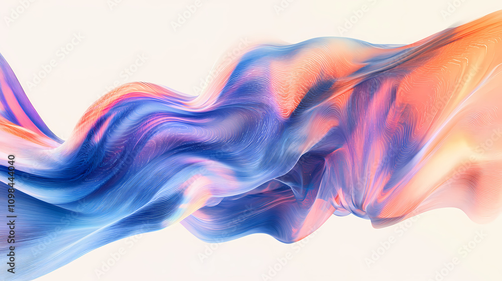 Obraz premium Abstract digital waves and data lines, floating in space against a white background. perfect for futuristic tech and innovation-focused visuals. Surrealism. Illustration