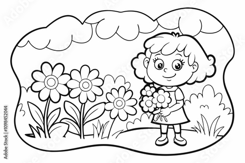 An illustration for a coloring book flower