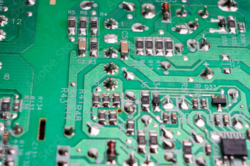 Electronic printed circuit board with SMD components photo