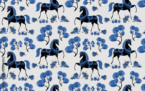 A horse on a winter background