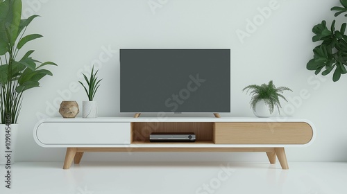 Wallpaper Mural Modern Living Room Setup with Television and Stylish Furniture Torontodigital.ca