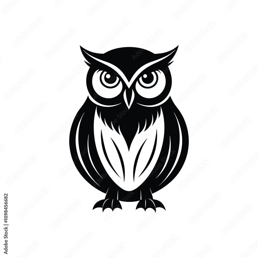 Fototapeta premium Majestic Owl Silhouette Vector for Elegant Design on White Background. 