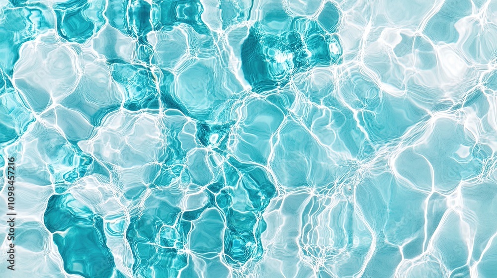 Fototapeta premium Rippling turquoise water surface with reflections.