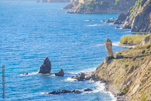 Spanish coast landscape, cliffs in Andalusia.