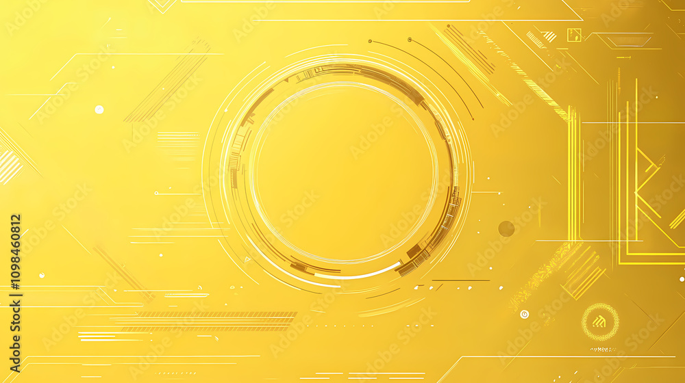 Obraz premium Trendy modern background for social networks in cyberpunk style. futuristic yellow background with abstract geometric elements. futuristic frame on yellow background. Cyberpunk. Illustration