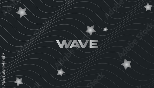 Wavy background on a dark gray background with stars