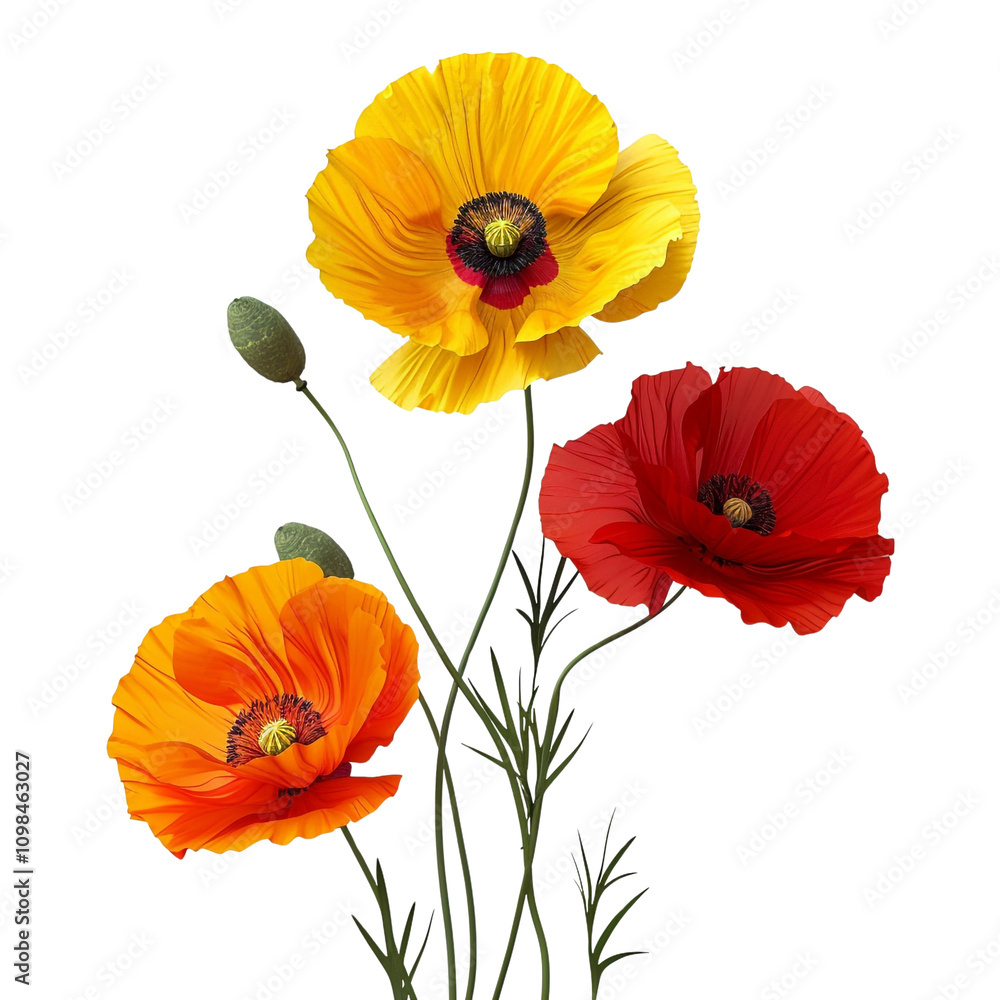 Fototapeta premium Beautiful Red and Yellow Poppies