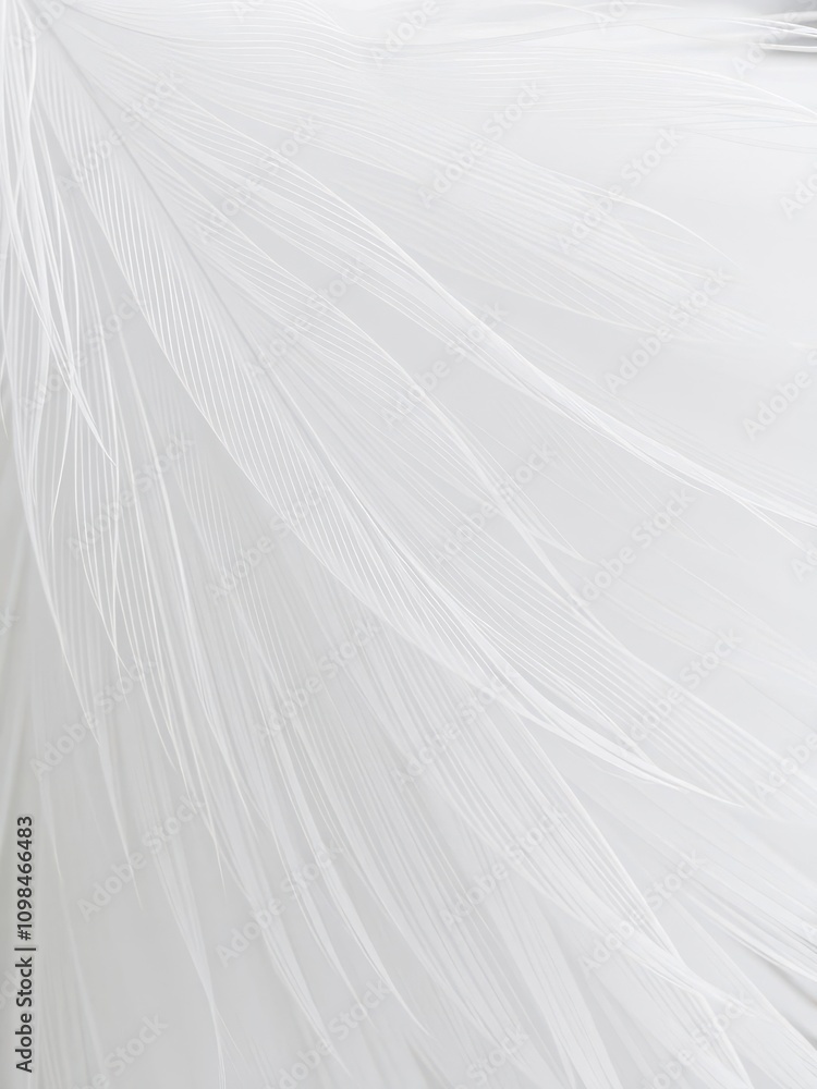 Fototapeta premium Soft and delicate feather texture in shades of white and grey, gentle, white
