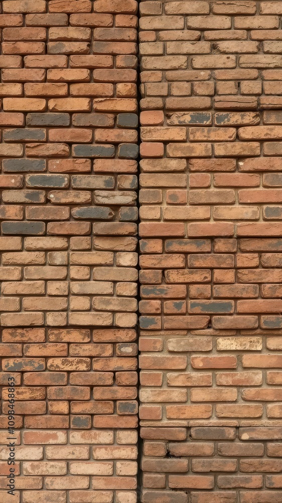 Fototapeta premium Variety of brick textures including weathered, rustic, and modern styles, urban, old