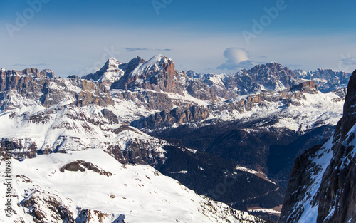 Winter mountain landscape, Dolomites, Italy, Unseco World Heritage, Sella Ronda, Alta Badia , Italy Dolomites Supeski region, Tofana di Rozes, Piz Boe photo