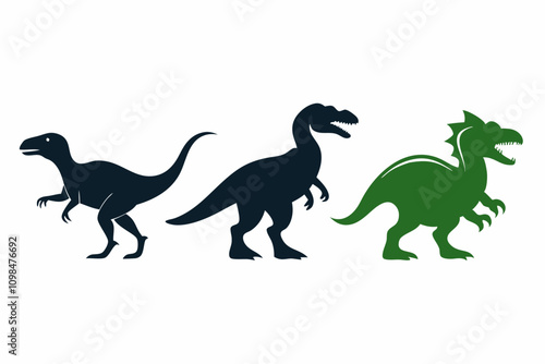 dinosaur silhouette on white background.