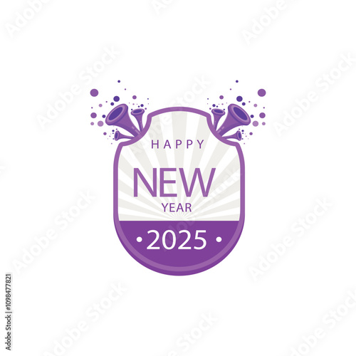 Happy new year 2025 design. With colorful truncated number illustrations. Premium vector design 2025