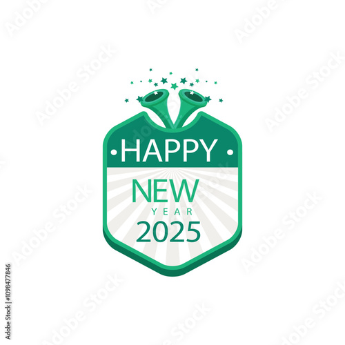 Happy new year 2025 design. With colorful truncated number illustrations. Premium vector design 2025