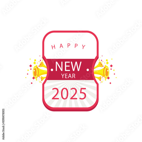 Happy new year 2025 design. With colorful truncated number illustrations. Premium vector design 2025