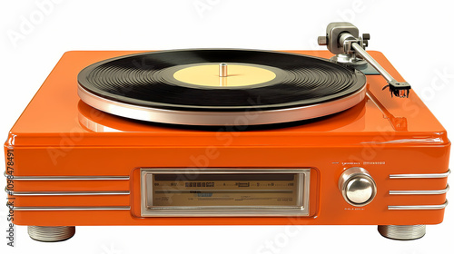 Png retro-style orange turntable radio. Retro. Illustration photo