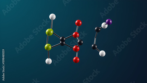 alprazolam molecular structure, benzodiazepines, ball and stick 3d model, structural chemical formula with colored atoms photo