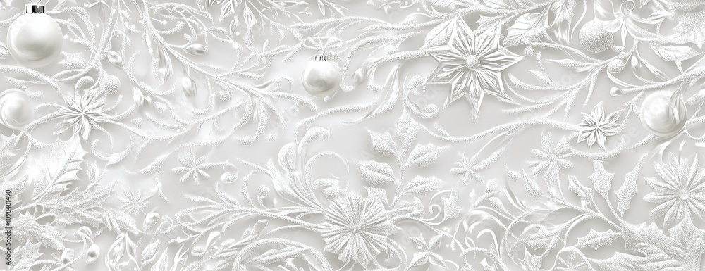 Fototapeta premium Delicate white snowflakes on a frosted background.