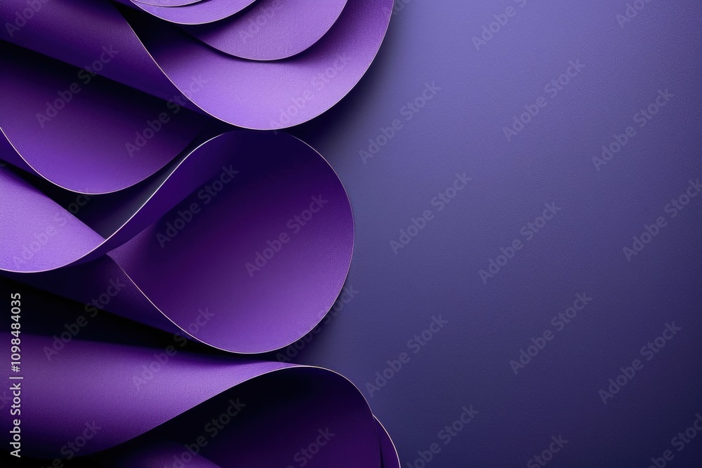 Fototapeta premium Abstract image of overlapping purple paper waves creating a modern design.