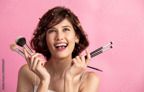 woman beauty with makeup photo