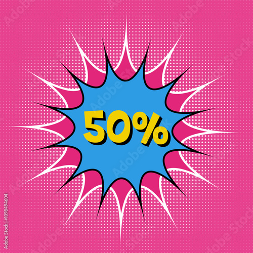 Pink banner fifty percent discount