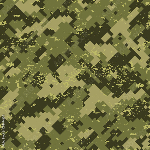 Pixel green military camouflage pattern grunge
