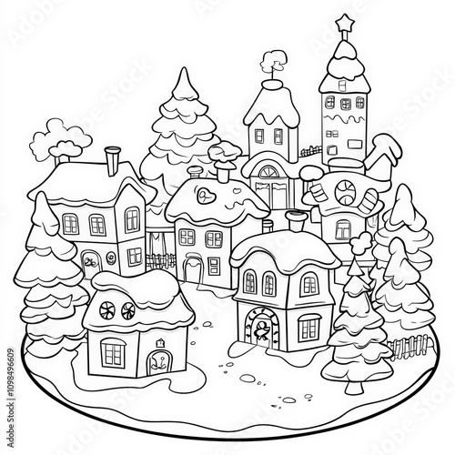 A gingerbread village with ...
