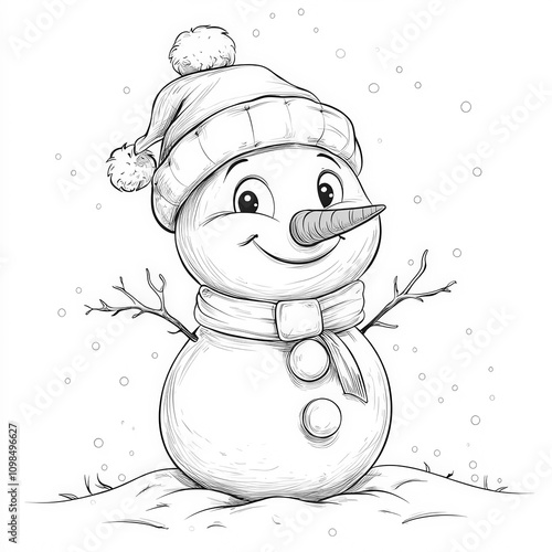 A jolly snowman with a carr...