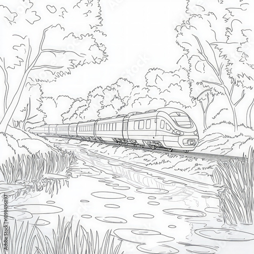 A train traveling through a...