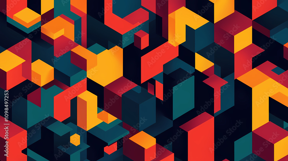 Obraz premium Modern abstract background with 3d geometric cube patterns. creative design with shadows and reflections. ideal for digital art, graphic design, and technology themes. Futurism. Illustration