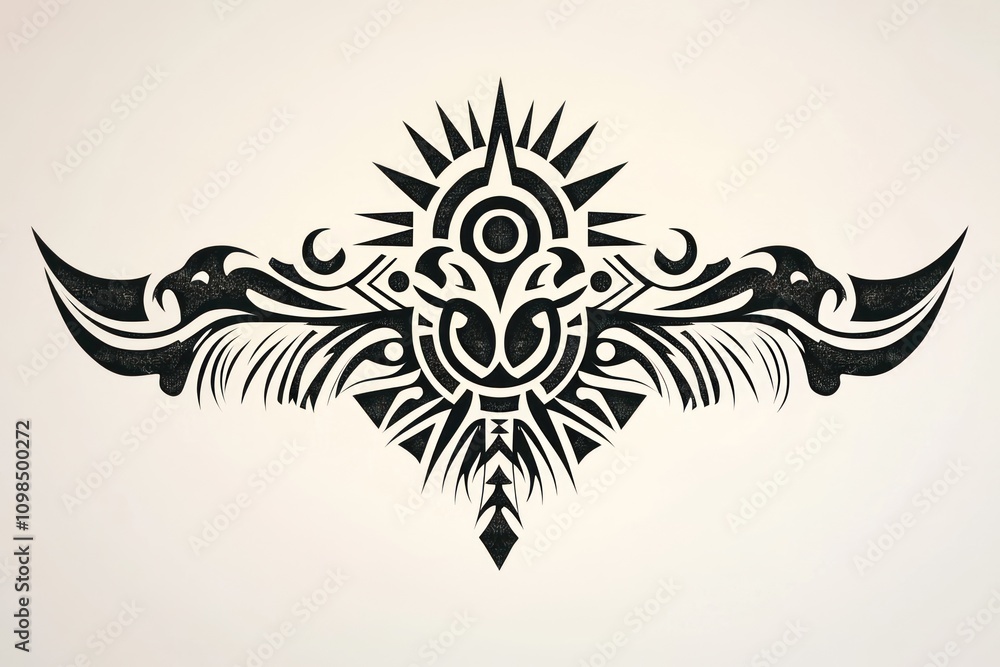 Fototapeta premium Abstract Black Tribal Winged Design Artwork