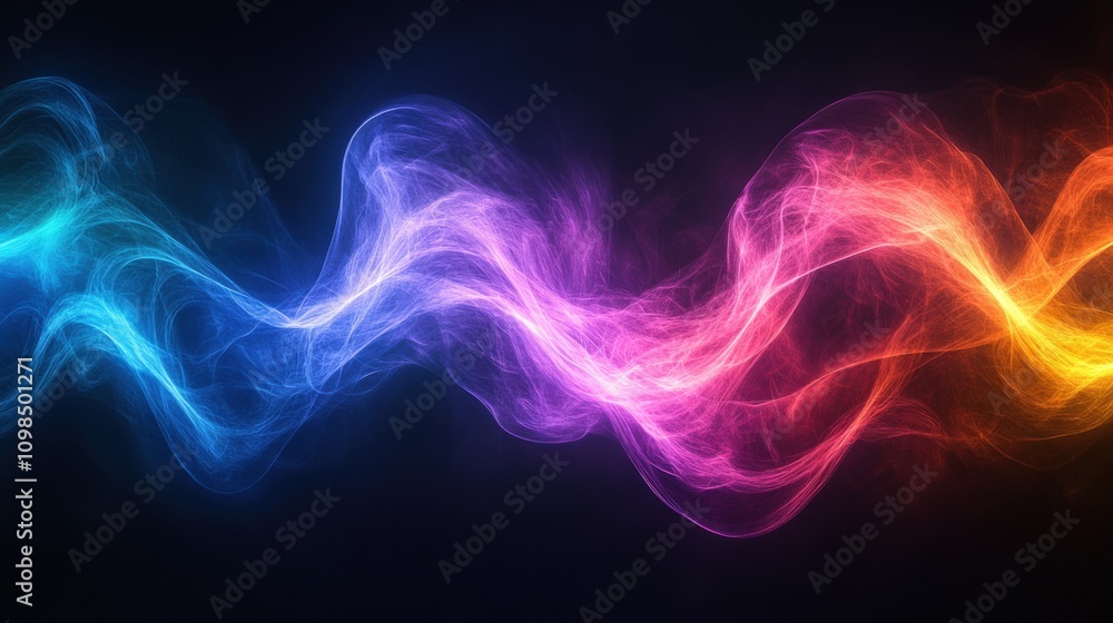 Obraz premium Vibrant Abstract Waves of Colorful Light on Dark Background