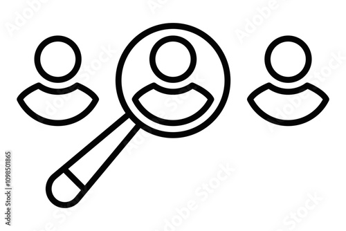 User search concept with magnifying glass. Editable stroke.