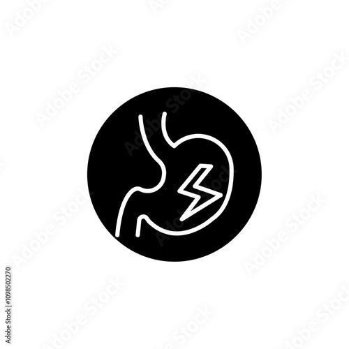 Indigestion icon black and white vector outline sign