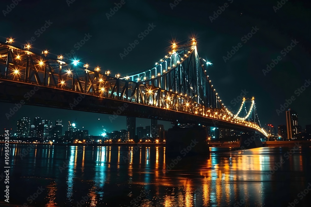 Fototapeta premium Night view of Brooklyn Bridge, New York City, United States.