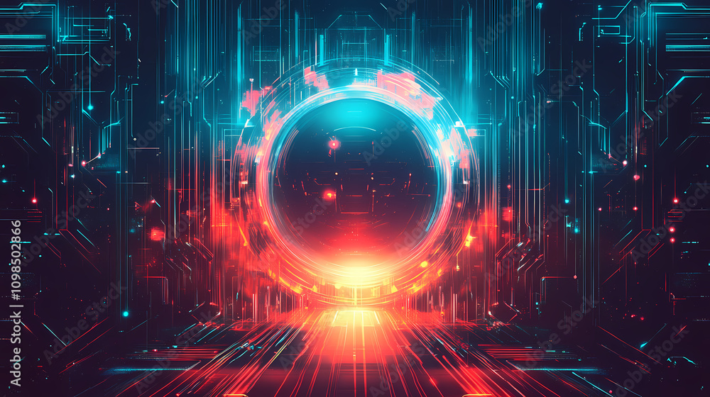 Fototapeta premium Futuristic abstract background with sleek lines and holographic elements. Futurism. Illustration