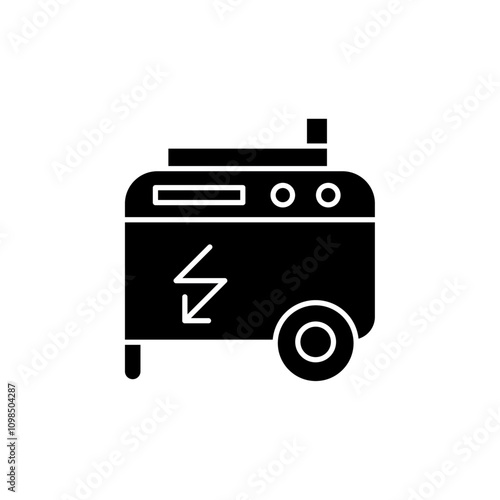 Portable power generator icon black and white vector outline sign