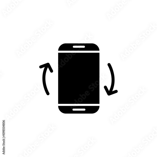 rotate phone icon black and white vector outline sign