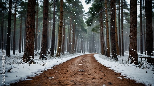 Travel to the winter forest with car