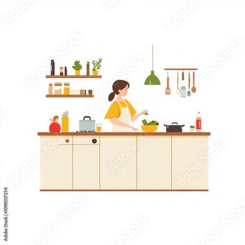 Woman Cooking Isolated