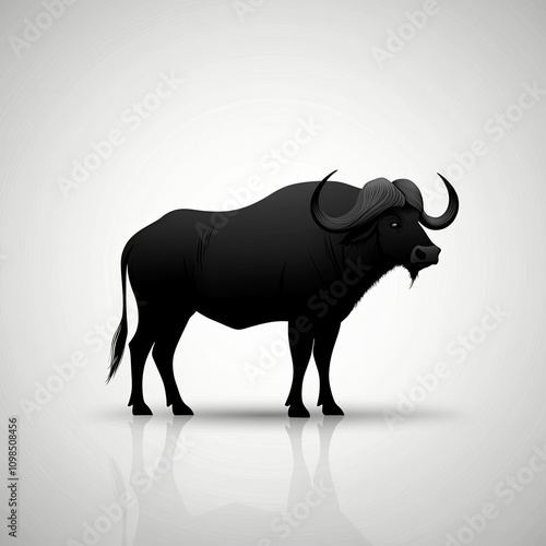African Buffalo Silhouette,...