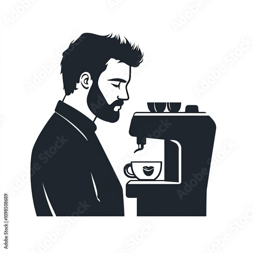 Barista Silhouette, Illustr...