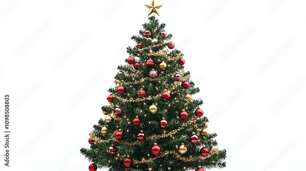 Fototapeta premium Decorated Christmas tree isolated on white