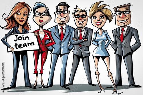 Join our team text illustra...