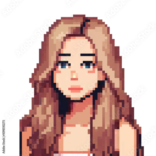Pixel art woman portrait	
