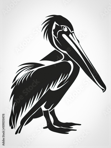 pelican silhouette black an...
