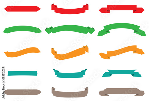 Set of ribbons with colorful and modern simple ribbon elements