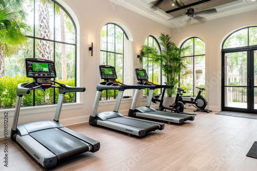 A Modern Gym Featuring High...